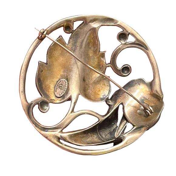 Stunning Large Heavy chunky sterling silver 925 Danecraft art deco Lily brooch - Picture 3 of 8